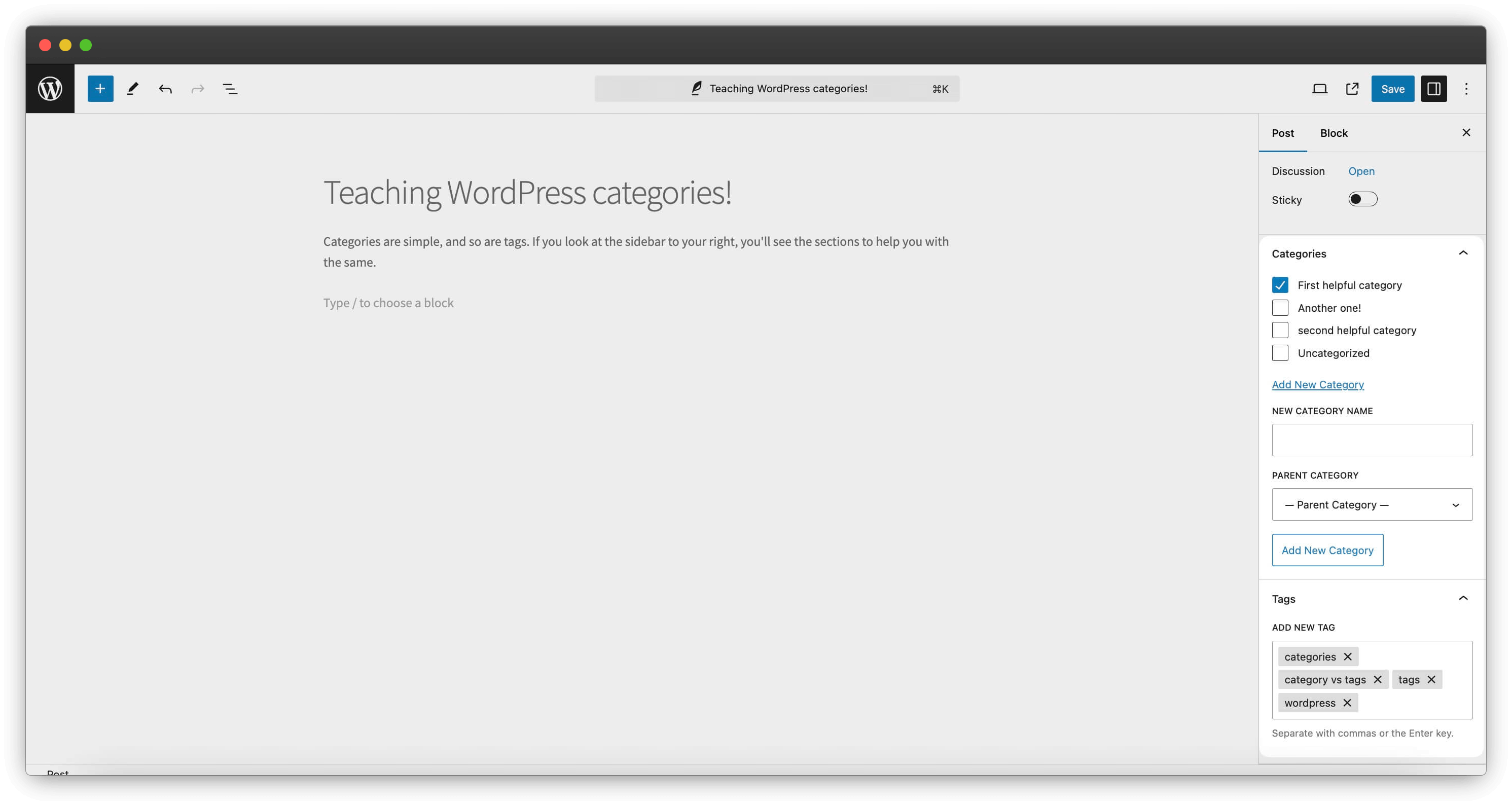 using categories in wordpress 